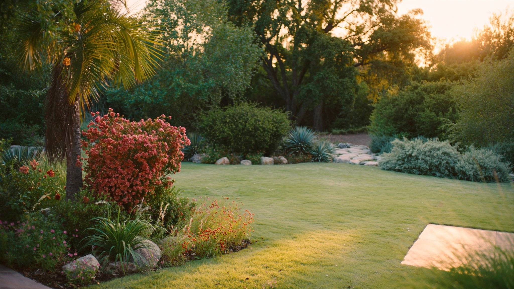 Luxury landscaped garden by A Garden Center Inc